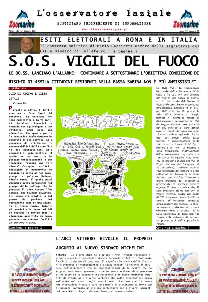 L'osservatore d'Italia edizione del 12 Giugno 2013